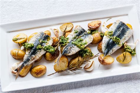 sardines jersey|Grilled sardines with sauce vierge, pan.